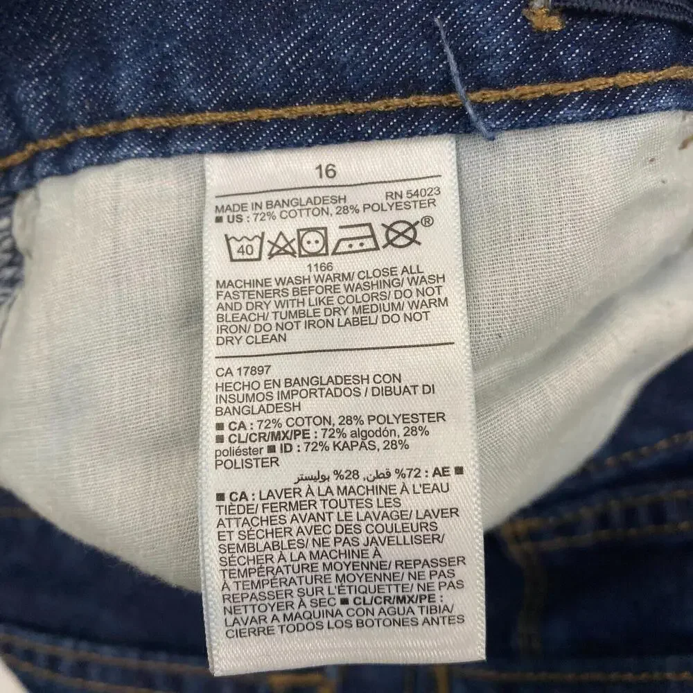 Old Navy Straight Leg Adjustable Waist‎ Boys size 16 Dark Wash Blue Dneim Jeans